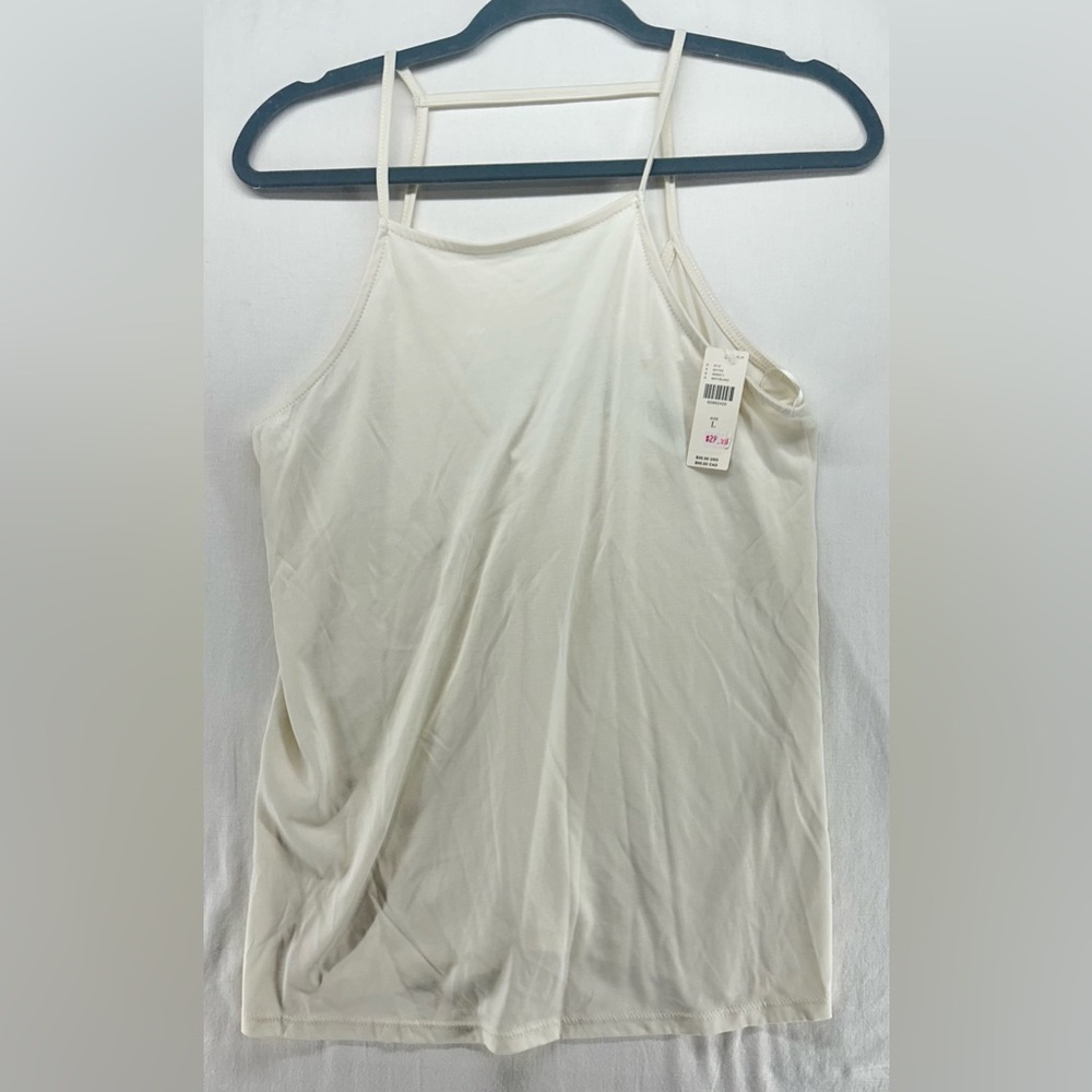 Anthropologie Eri Ali Tank Top‎ Cream Strappy Open Back Womens L NEW